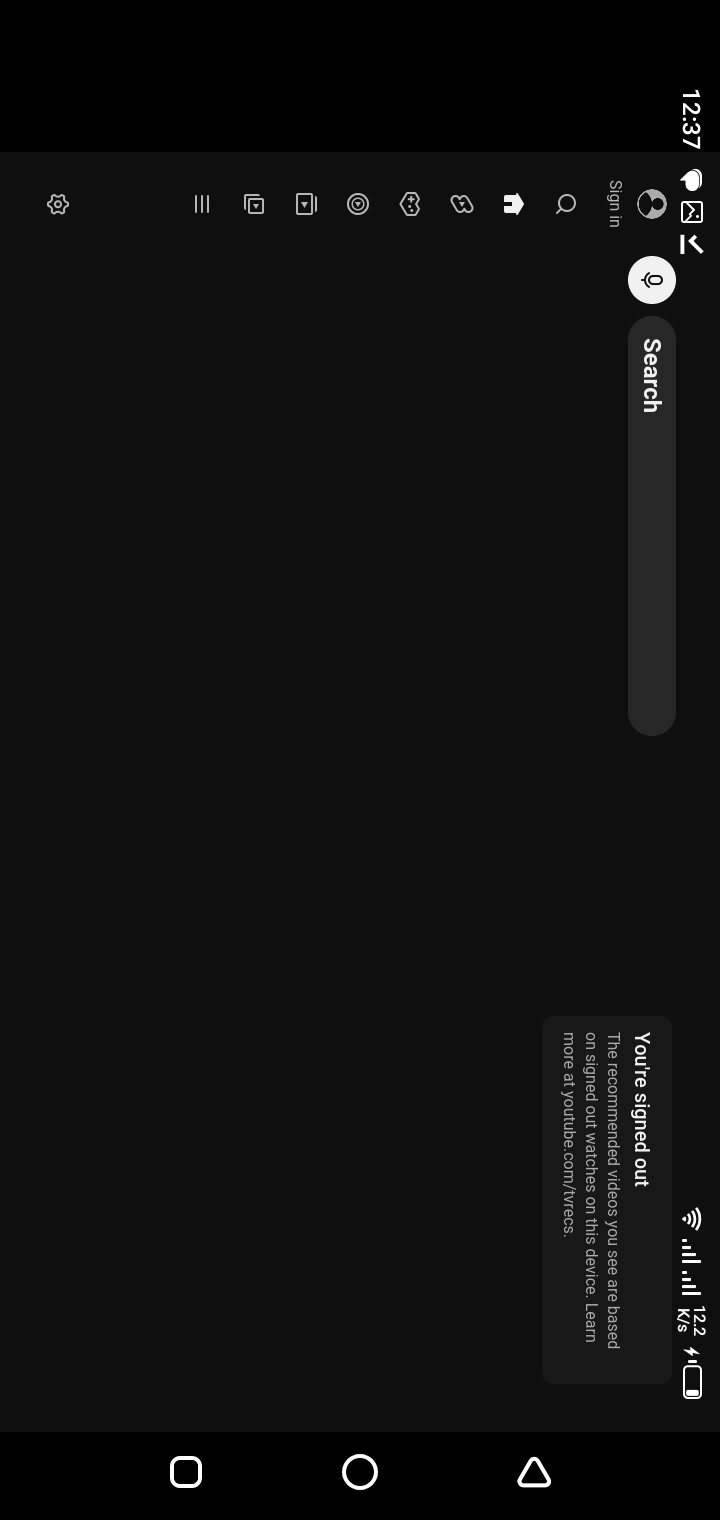 TizenTube navigation and menu layout for remote control use